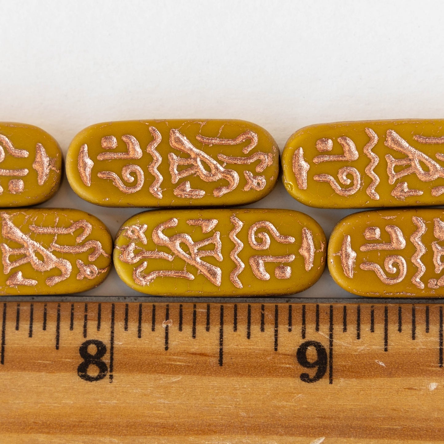10x25mm Cartouche Beads - Ochre with a Copper Finish  - 4