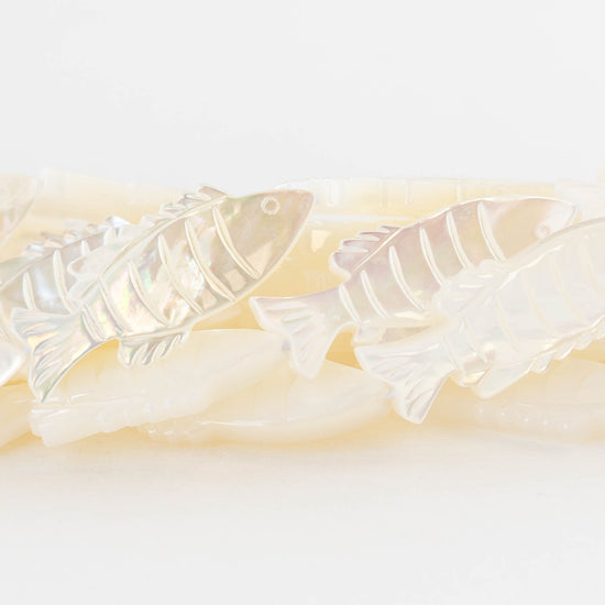 Mother of Pearl Carved Fish Beads - 1 Pair