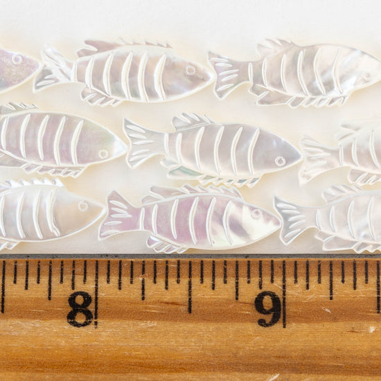 Mother of Pearl Carved Fish Beads - 1 Pair