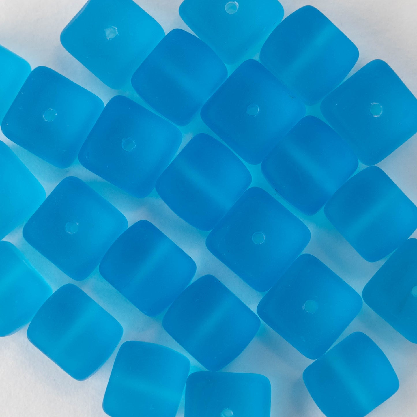 Load image into Gallery viewer, 9x11mm Frosted Glass Cube Beads - Aqua
