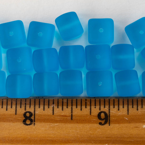Load image into Gallery viewer, 9x11mm Frosted Glass Cube Beads - Aqua
