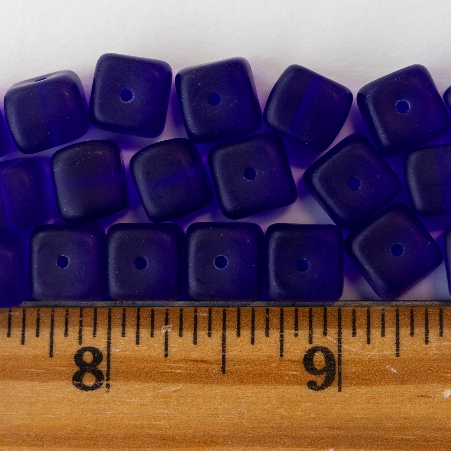 Load image into Gallery viewer, 11mm Frosted Glass Cube Beads - Cobalt Blue
