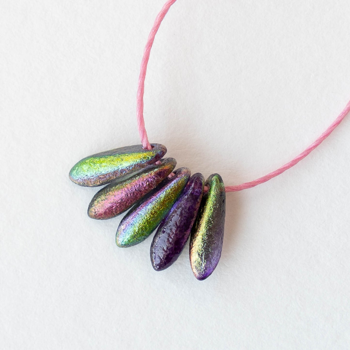 11mm Glass Dagger Beads - Etched Magic Orchid - 50 Beads