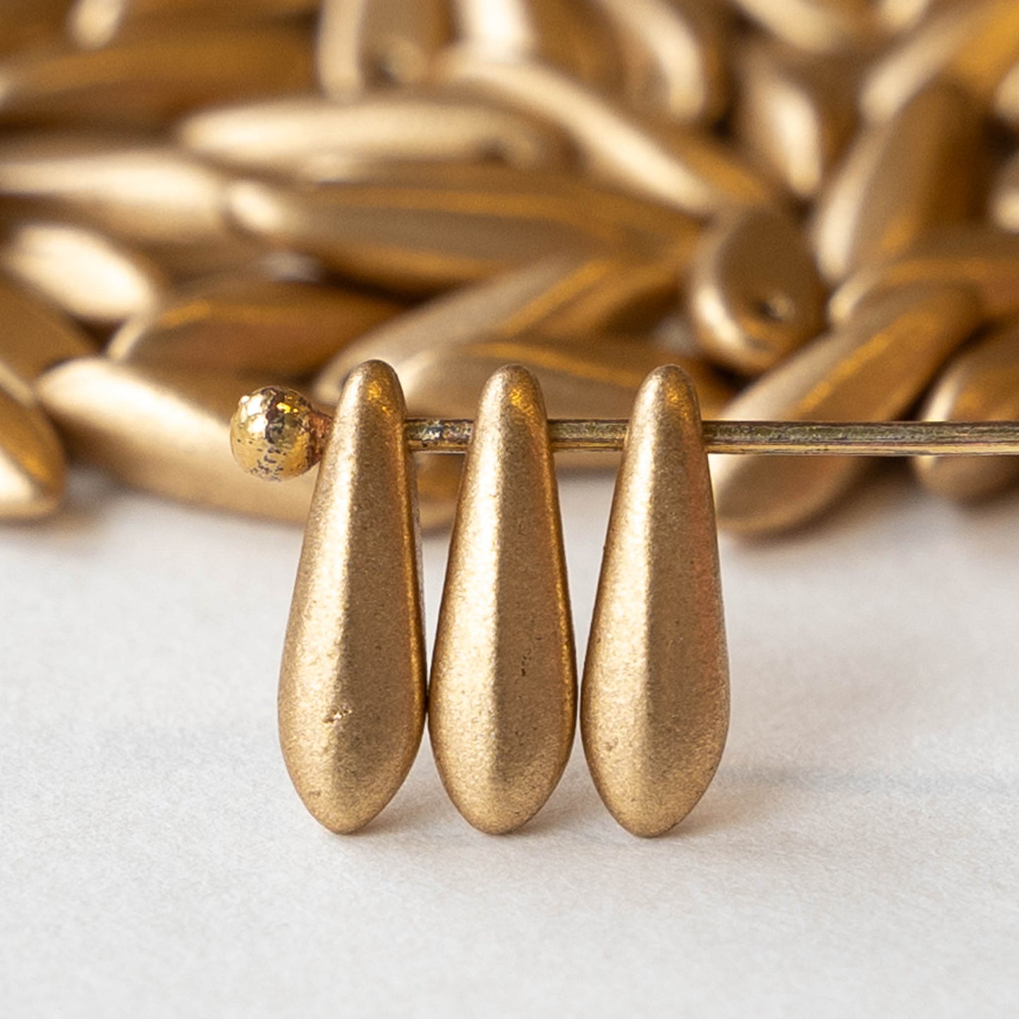 11mm Dagger Beads - Aztec Gold Matte - 100 beads – funkyprettybeads