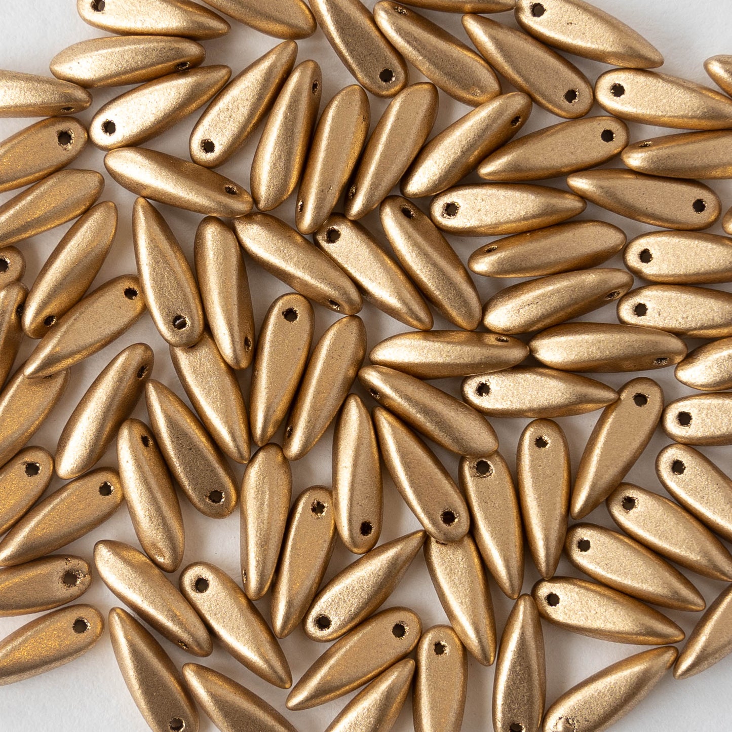 11mm Dagger Beads - Aztec Gold Matte - 100 beads – funkyprettybeads