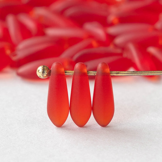 11mm Dagger Beads - Red Matte - 50 beads