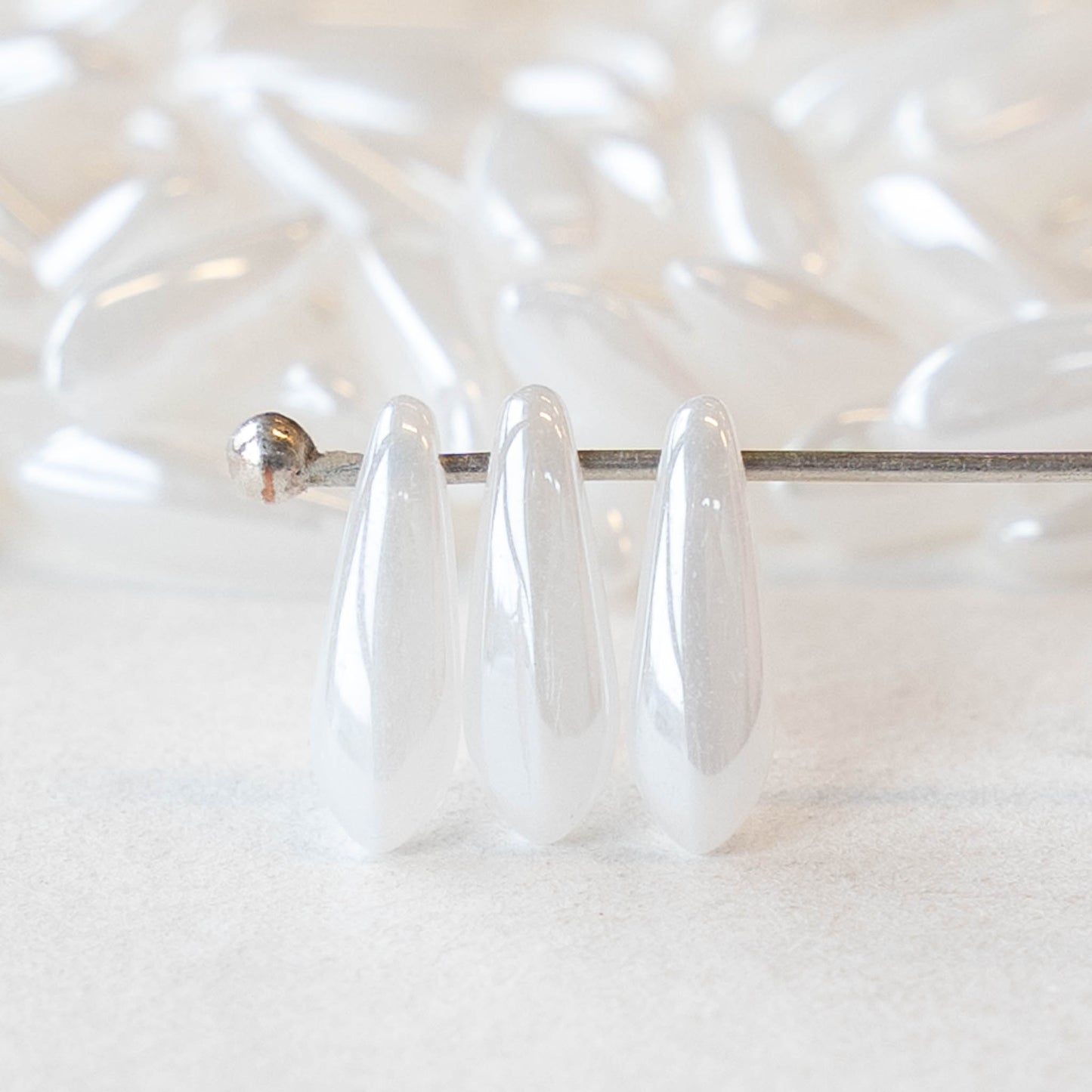 11mm Dagger Beads - Opaque White - 100 beads