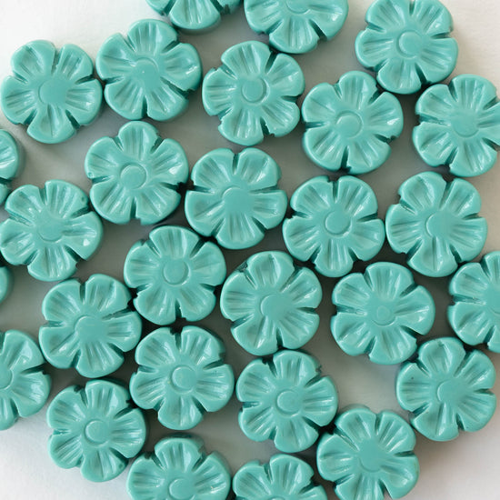 Daisy Flower Beads Resin - Turquoise - 20 beads