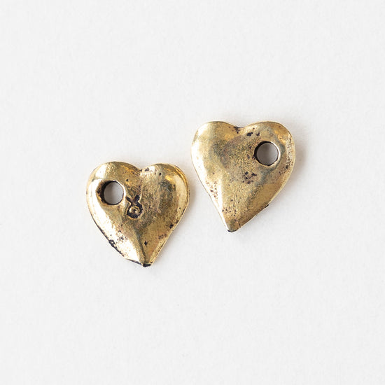 10x11mm Mykonos Heart Beads - Antique Gold - 6 beads