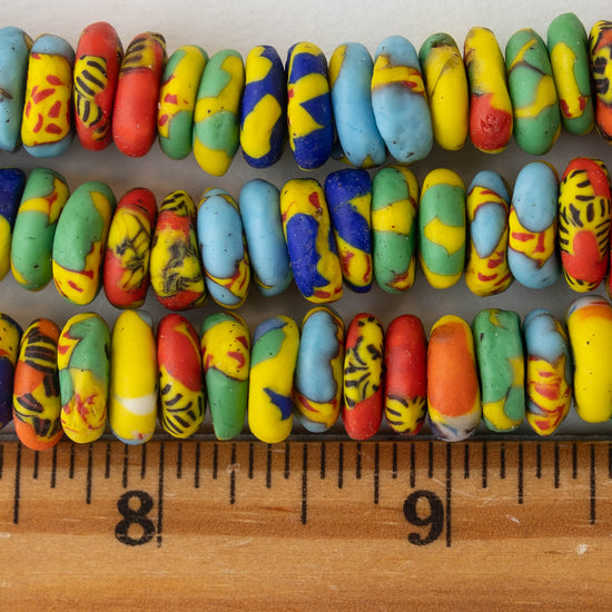 10mm Krobo Donut Beads From Ghana Africa  - Multi colored