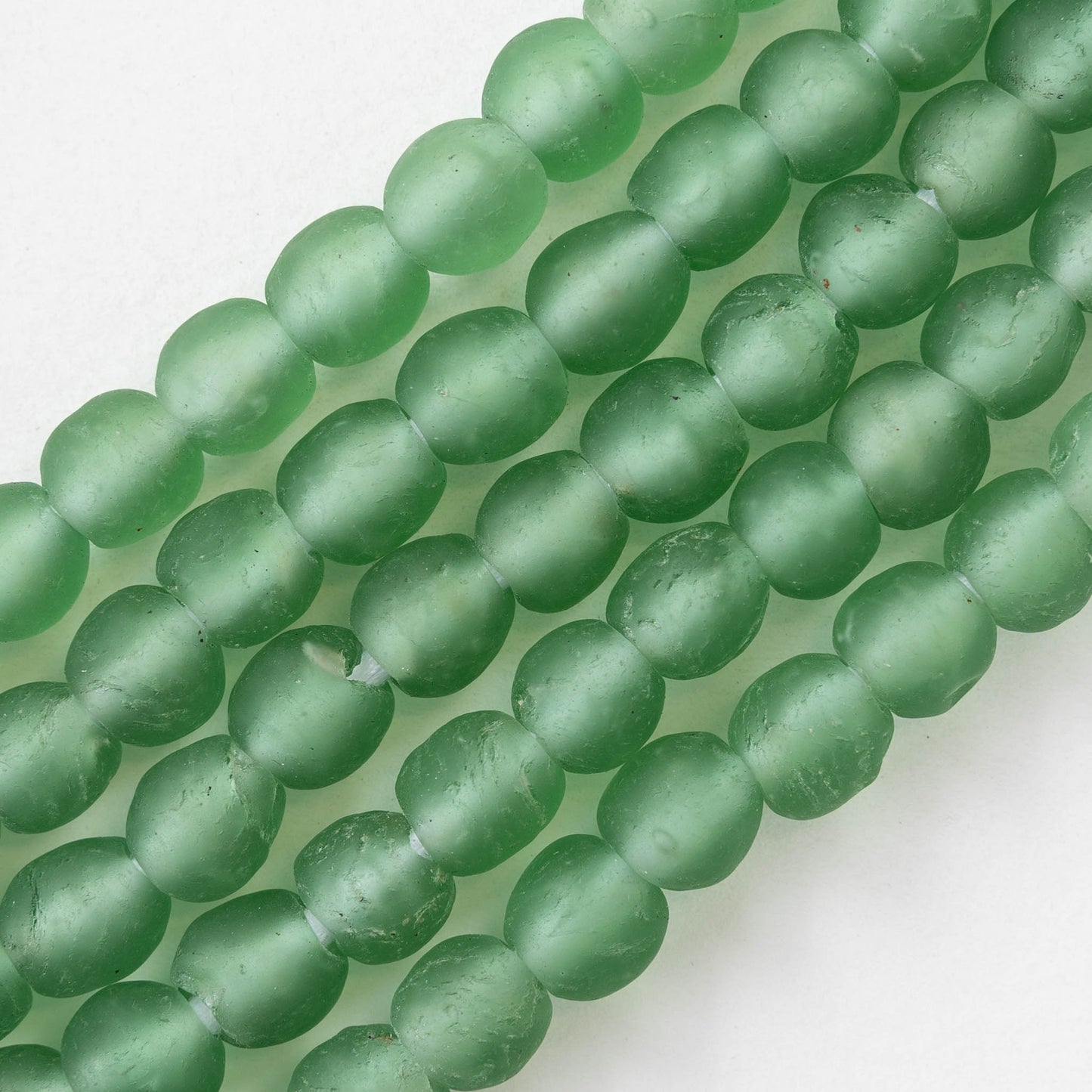 Round Glass Beads - 10-11mm - Lt Green - 10 Inches