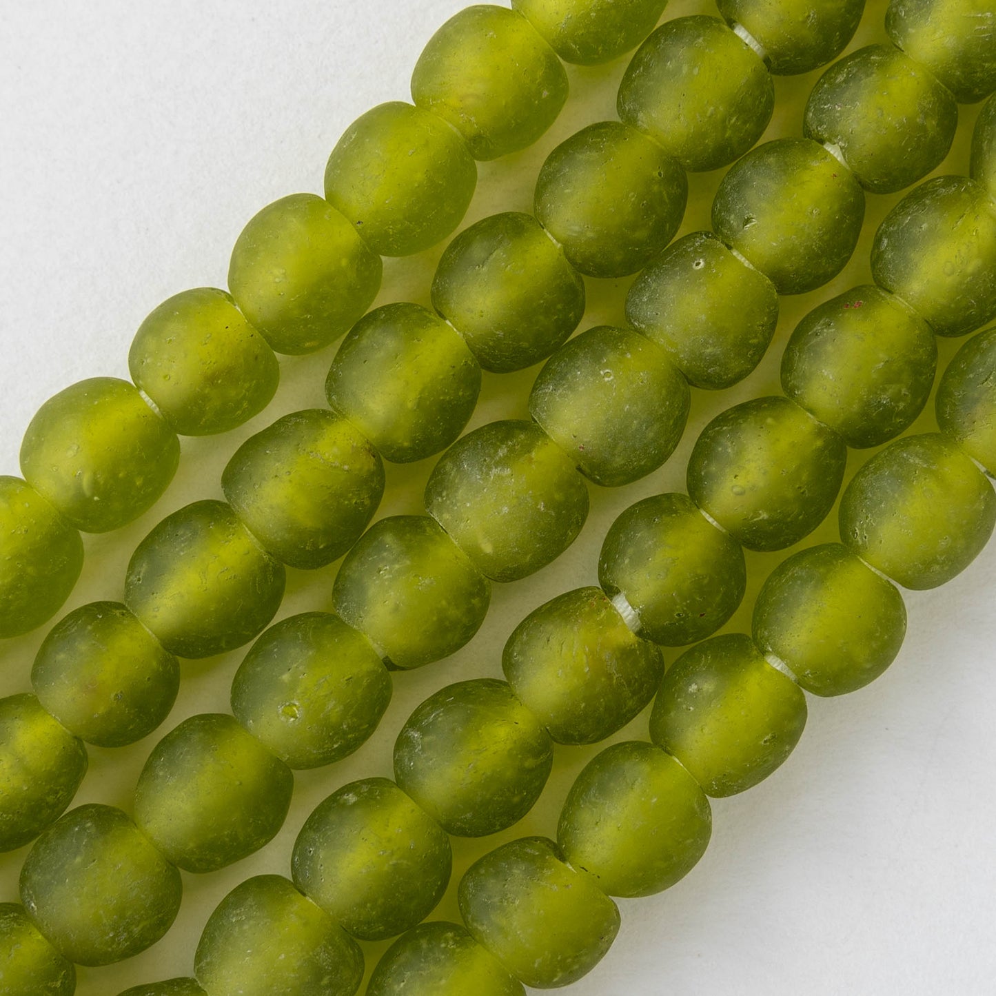 Round Glass Beads - 10-11mm - Lime Green - 10 Inches