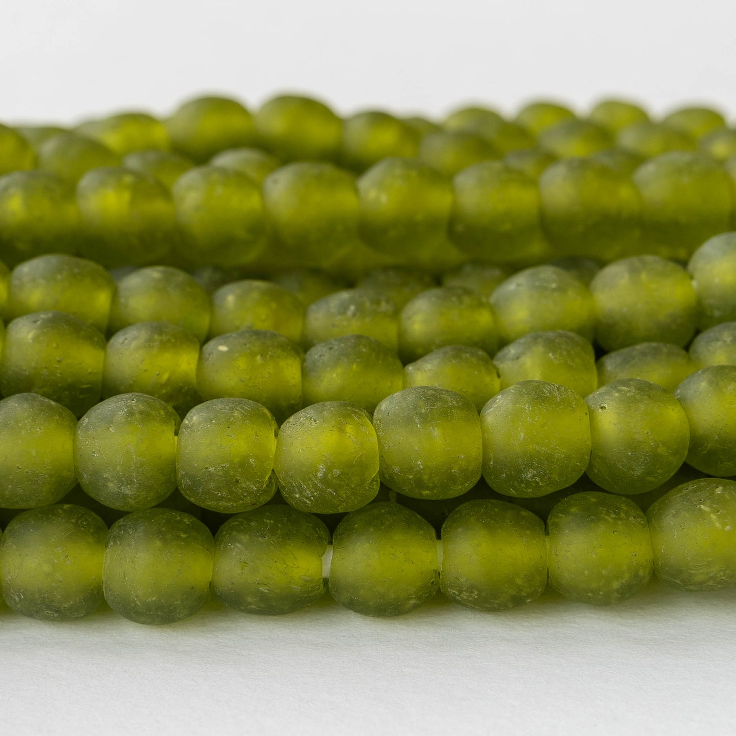 Round Glass Beads - 10-11mm - Lime Green - 10 Inches