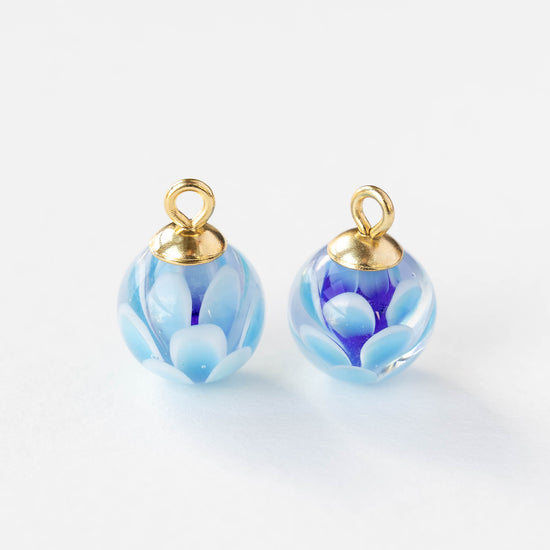 12mm Round Lampwork Beads - Aqua Blue - 1 Pendant