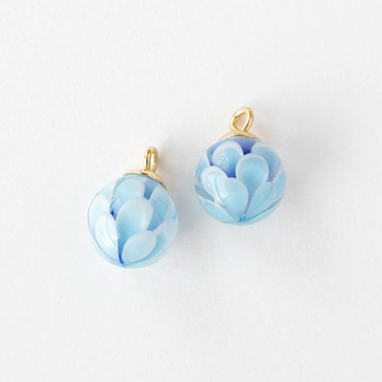 12mm Round Lampwork Beads - Aqua Blue - 1 Pendant