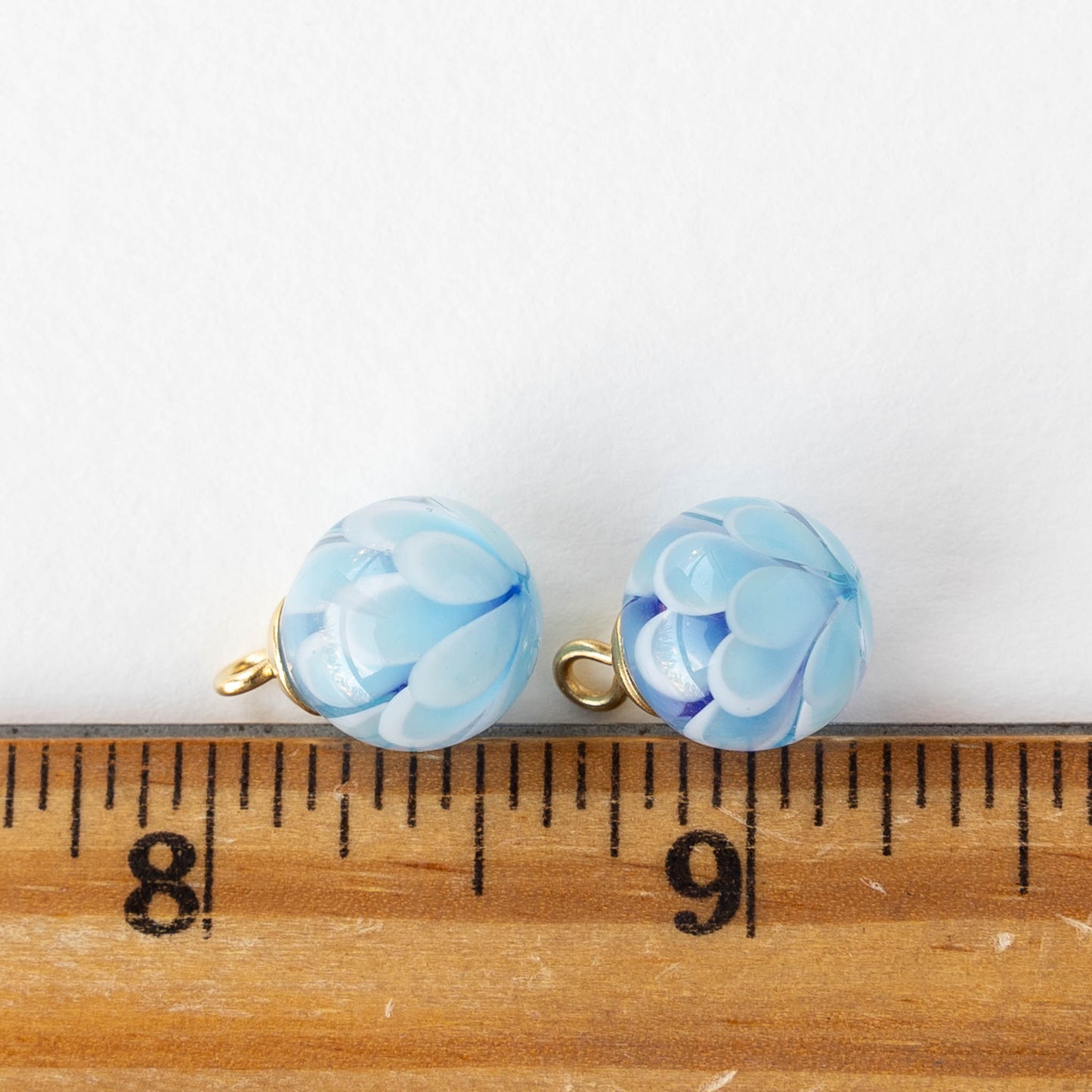 12mm Round Lampwork Beads - Aqua Blue - 1 Pendant