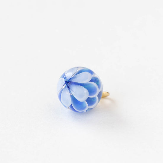 12mm Round Lampwork Beads - Blue - 1 Pendants
