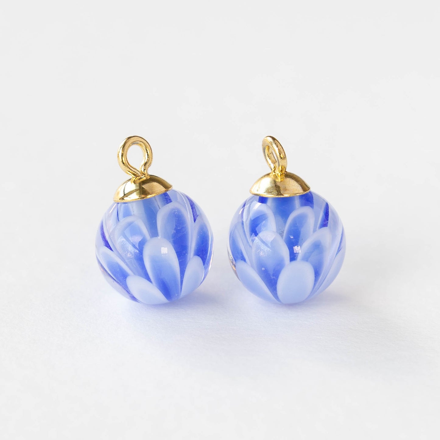 12mm Round Lampwork Beads - Blue - 1 Pendants