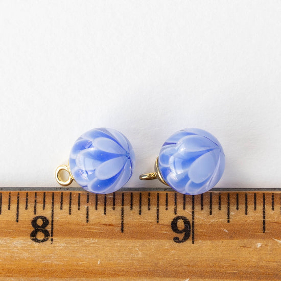 12mm Round Lampwork Beads - Blue - 1 Pendants