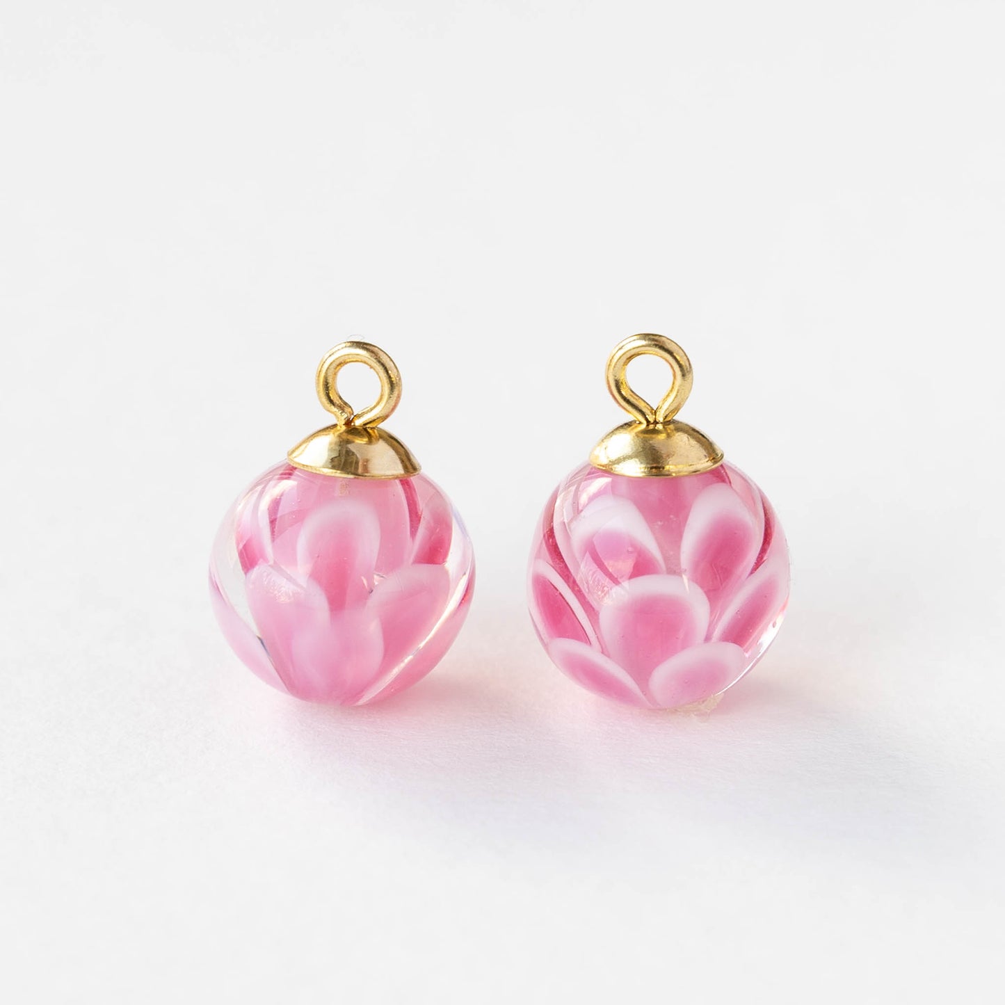 12mm Round Lampwork Beads - Pink - 1 Bead