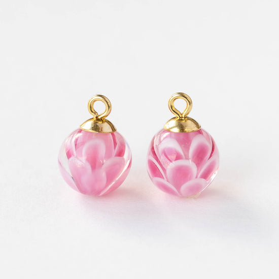 12mm Round Lampwork Beads - Pink - 1 Bead