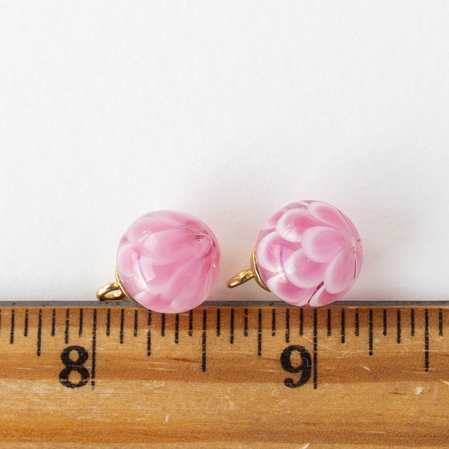 12mm Round Lampwork Beads - Pink - 1 Bead