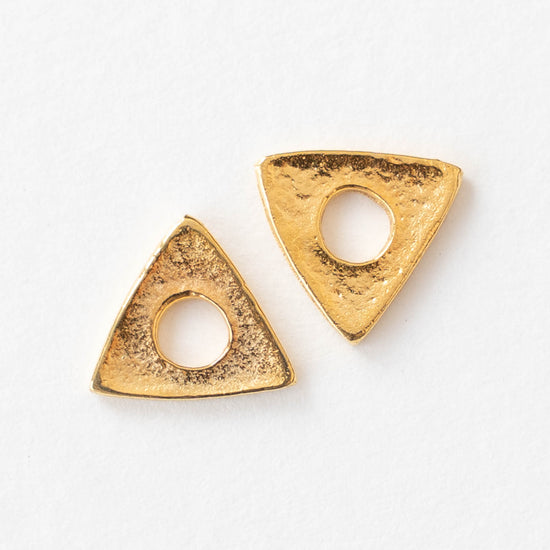 11mm Gold Triangle Beads - 24K Gold Plate - 4 or 12 beads