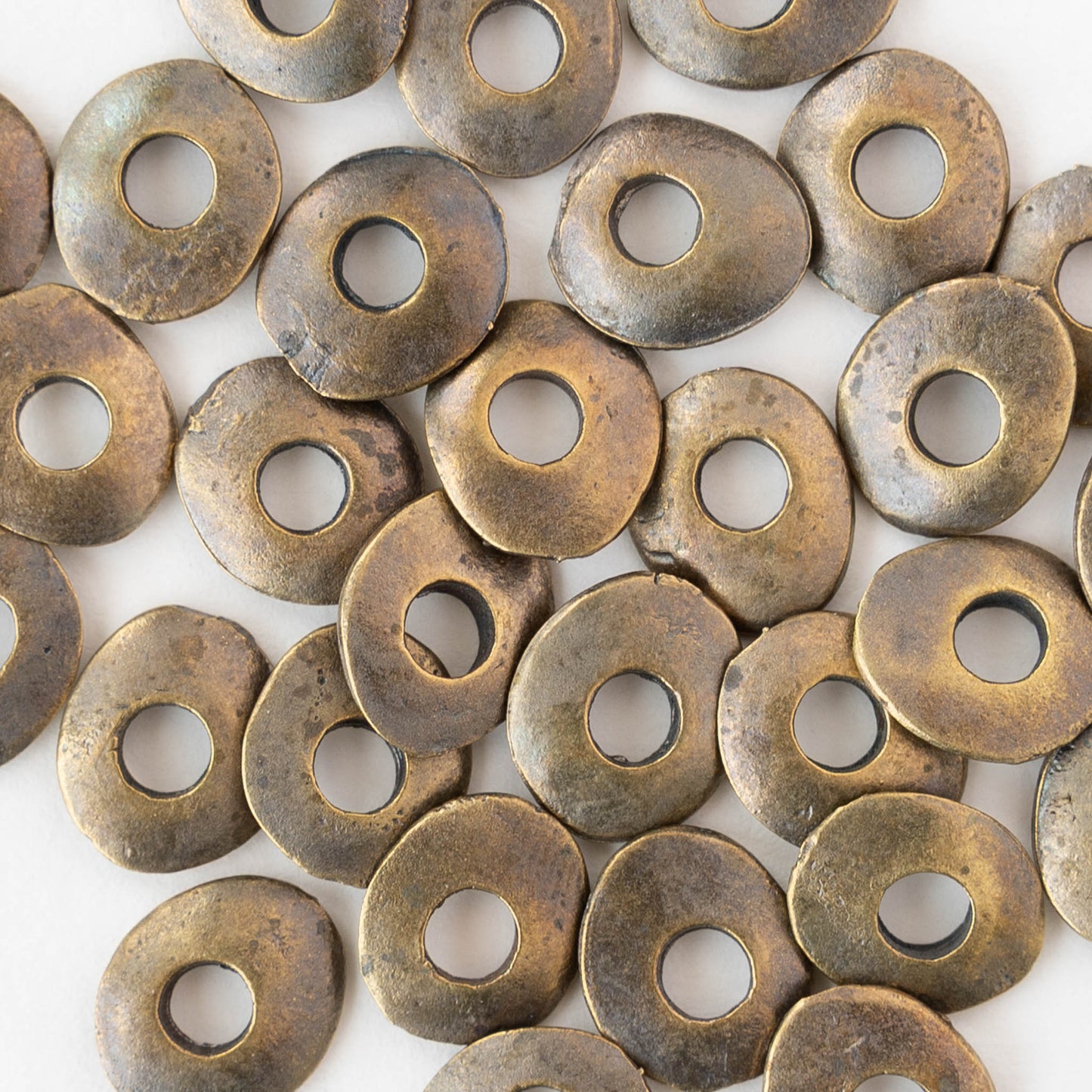 11x13mm Oval Washer Beads - Antique Brass - 6 or 12 beads