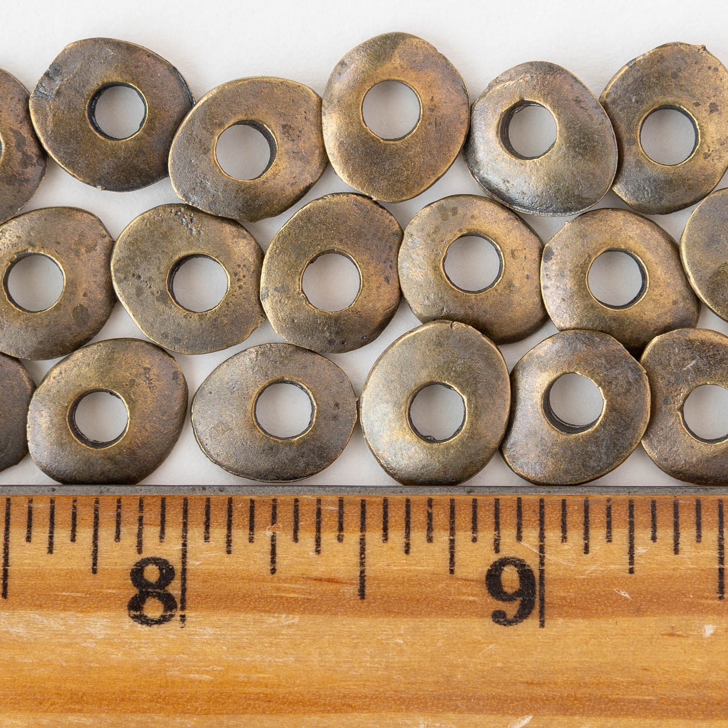 11x13mm Oval Washer Beads - Antique Brass - 6 or 12 beads