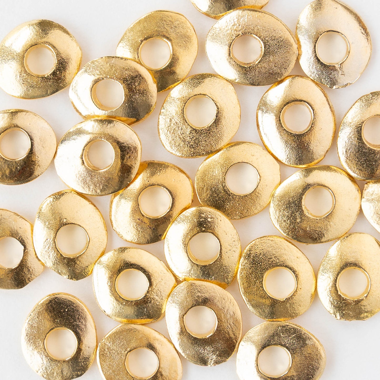 11x13mm Oval Washer Beads - Gold - 6 or 12 beads