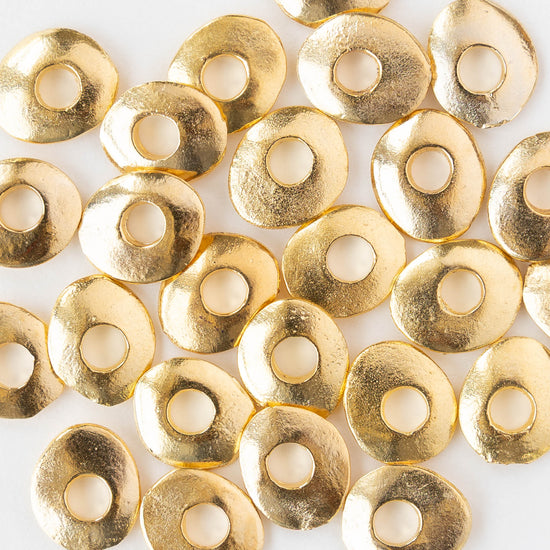 11x13mm Oval Washer Beads - Gold - 6 or 12 beads