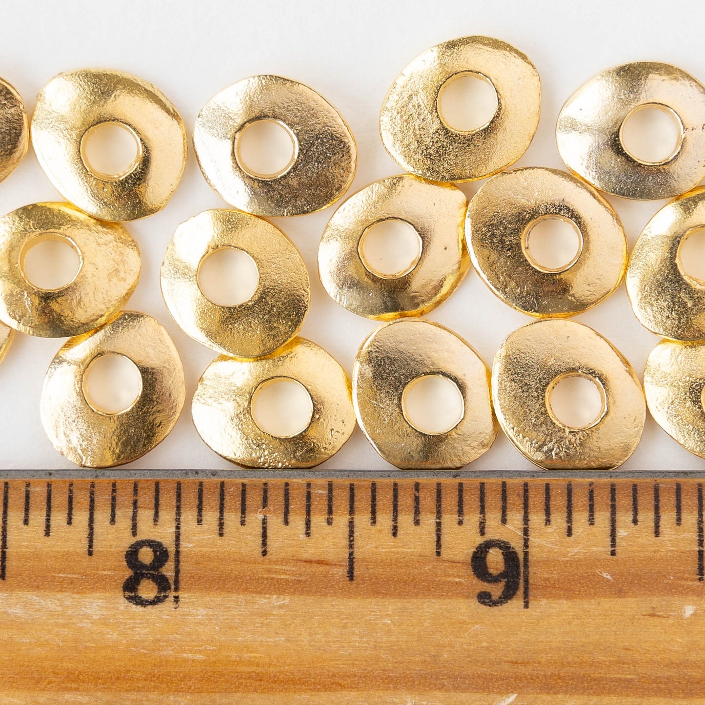 11x13mm Oval Washer Beads - Gold - 6 or 12 beads