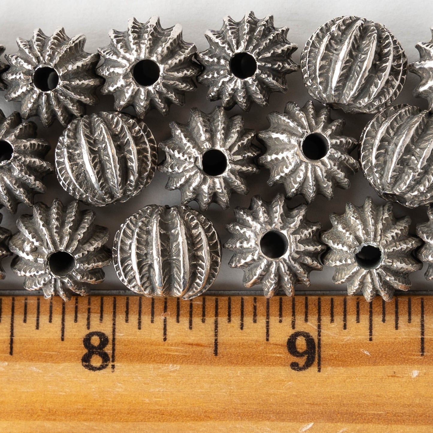 11x13mm Mykonos Metal Sea Urchin Beads - Pewter - 4 beads