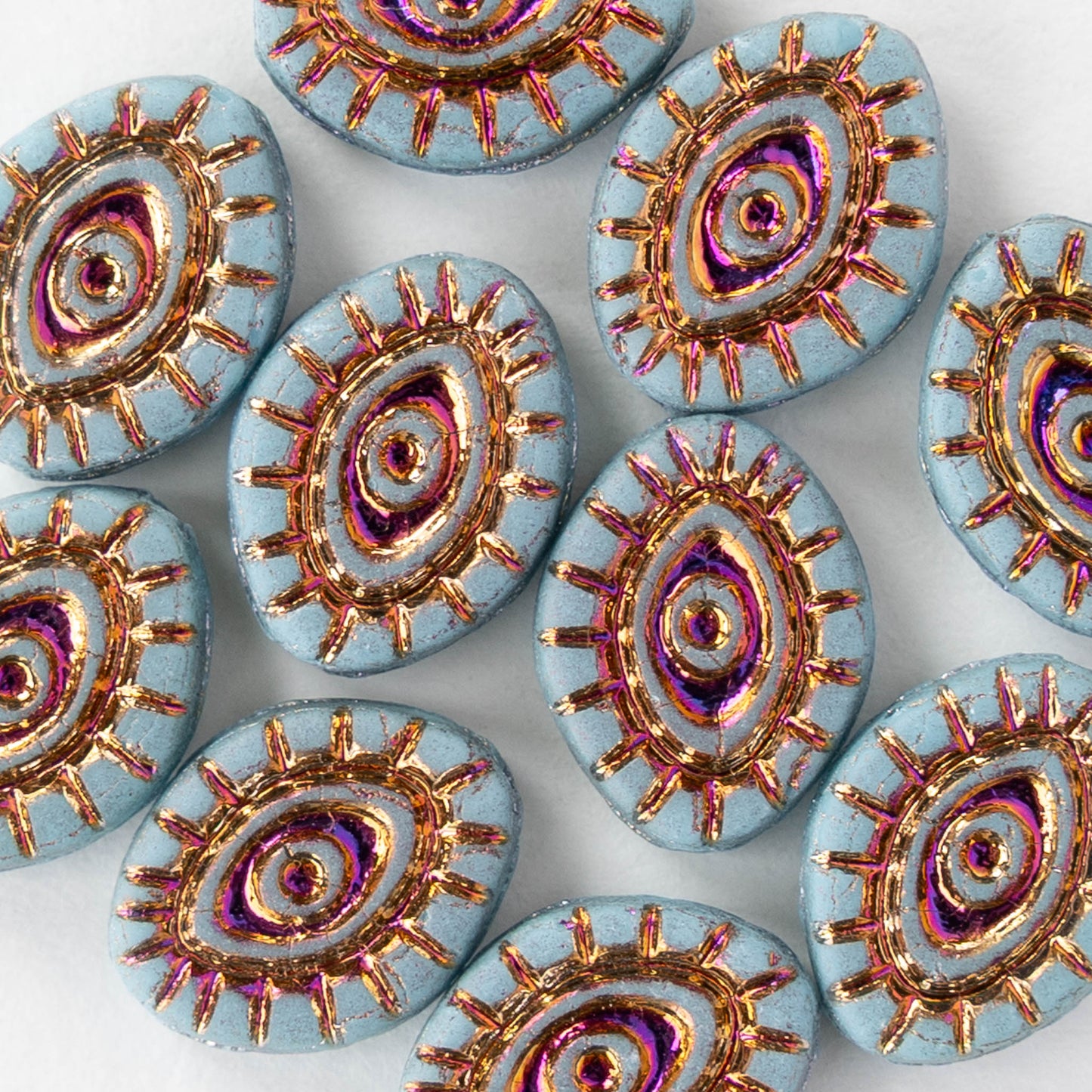 11x14mm Eye Beads - Light Blue Iris - 4 or 8 Beads