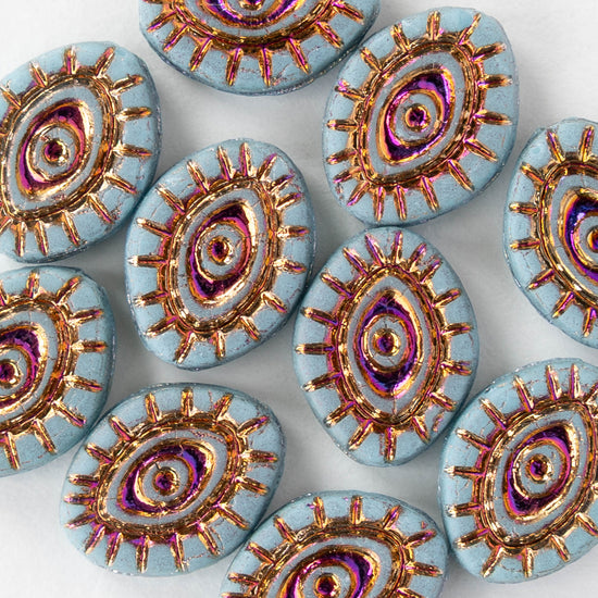 11x14mm Eye Beads - Light Blue Iris - 4 or 8 Beads