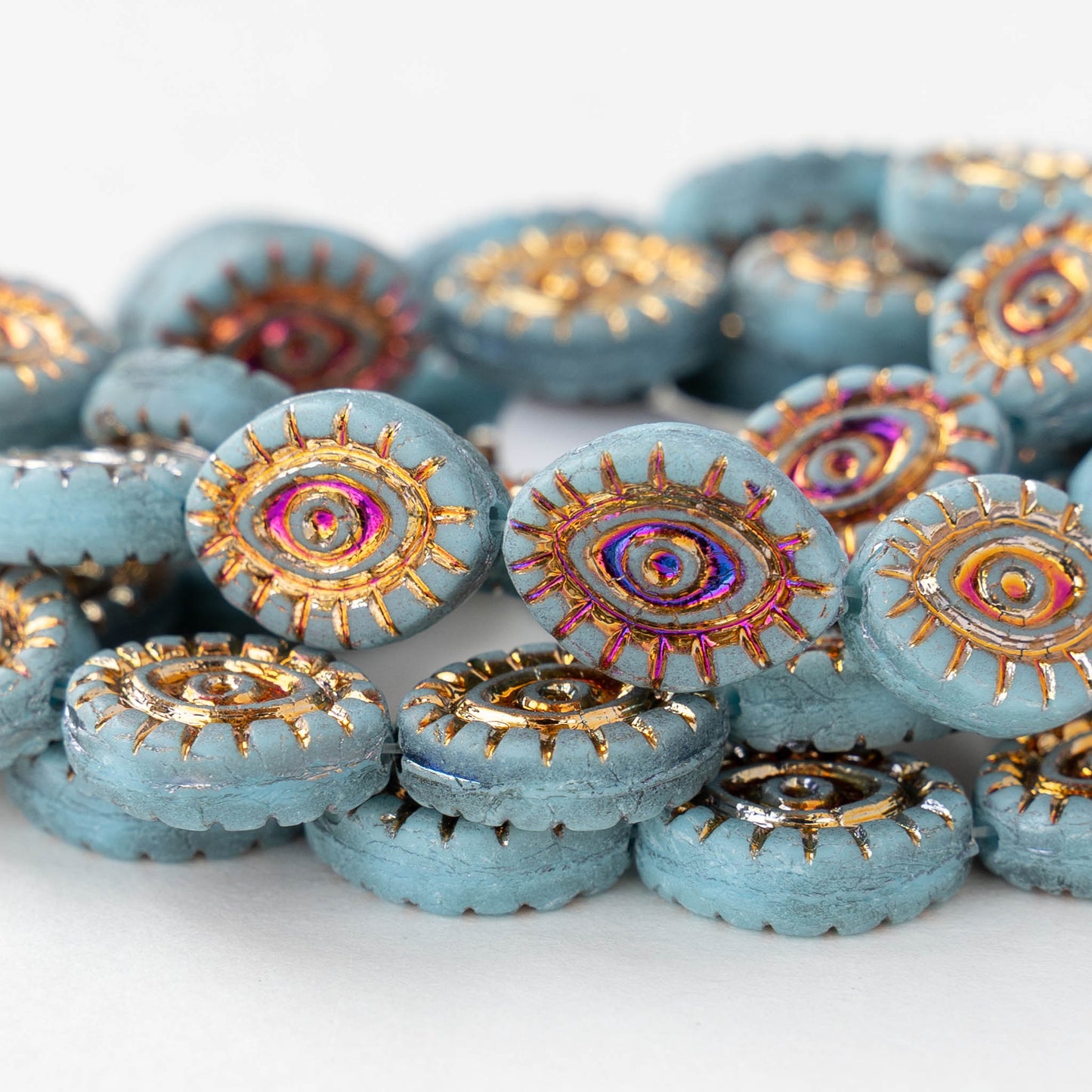 11x14mm Eye Beads - Light Blue Iris - 4 or 8 Beads