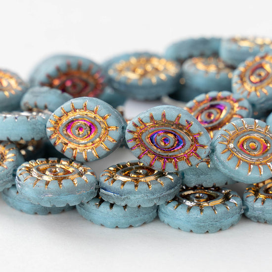 11x14mm Eye Beads - Light Blue Iris - 4 or 8 Beads