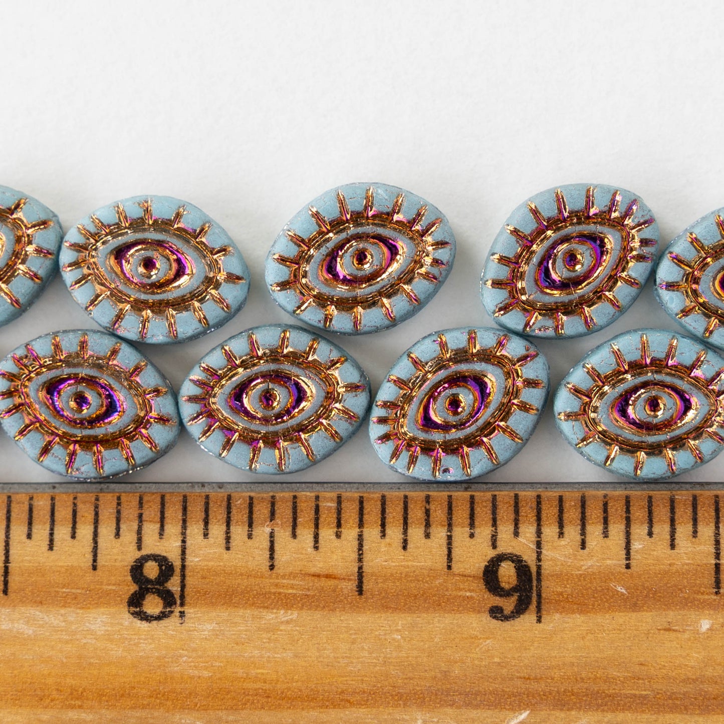 11x14mm Eye Beads - Light Blue Iris - 4 or 8 Beads
