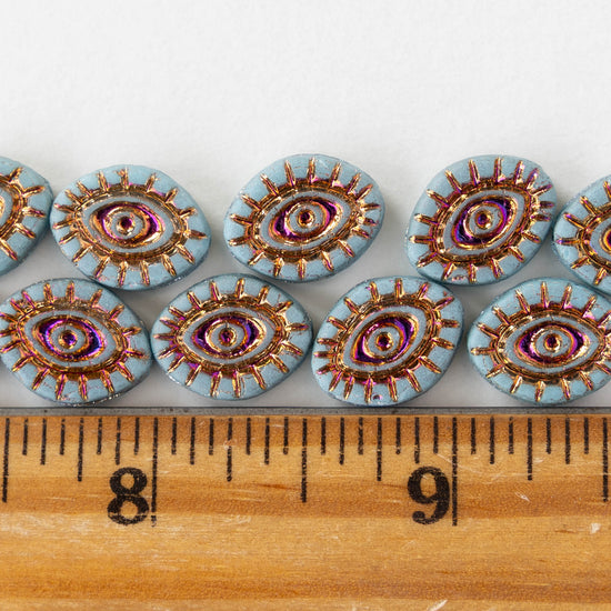 11x14mm Eye Beads - Light Blue Iris - 4 or 8 Beads
