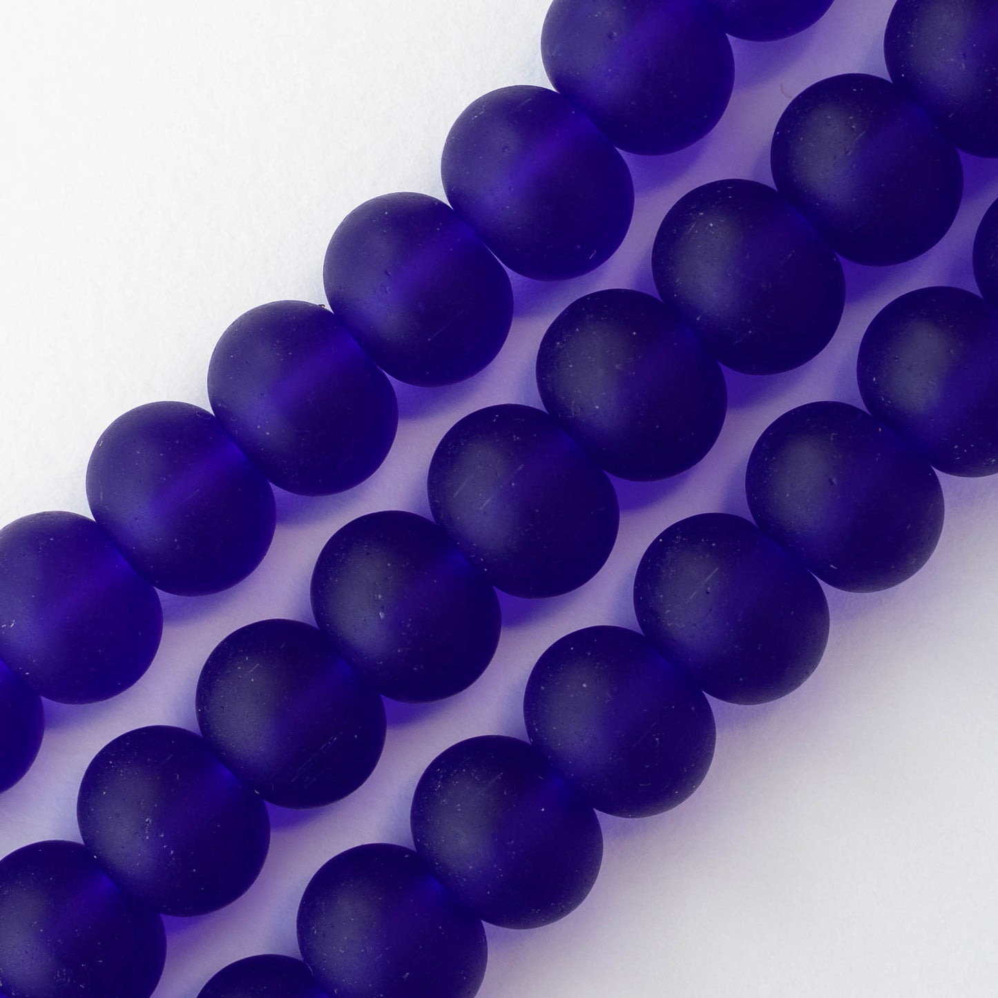 11x15mm Frosted Glass Rondelle - Cobalt - 10 or 20 beads