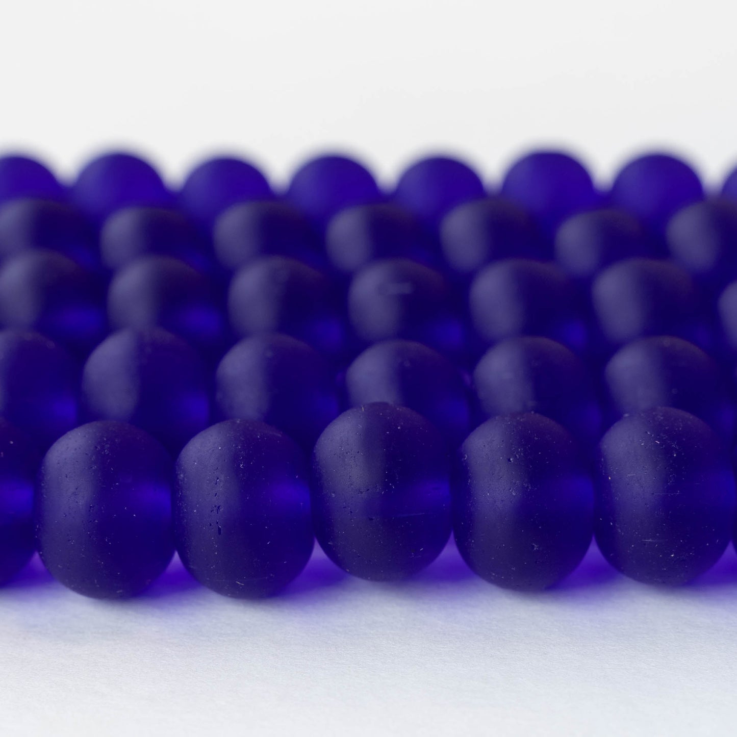 11x15mm Frosted Glass Rondelle - Cobalt - 10 or 20 beads