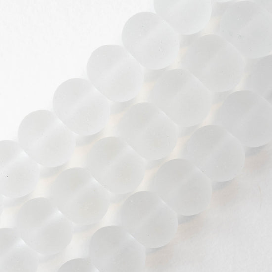 11x15mm Frosted Glass Rondelle - Crystal - 10 or 20 beads