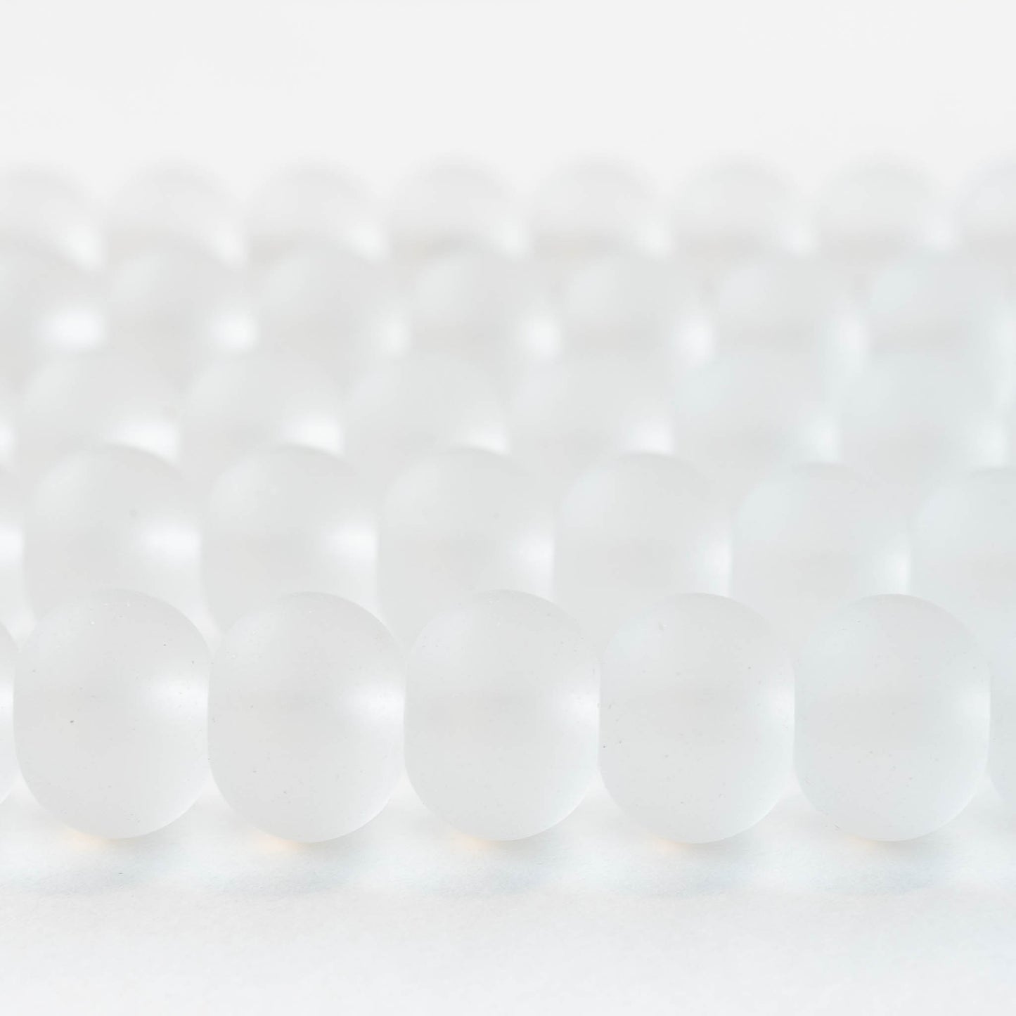 11x15mm Frosted Glass Rondelle - Crystal - 10 or 20 beads