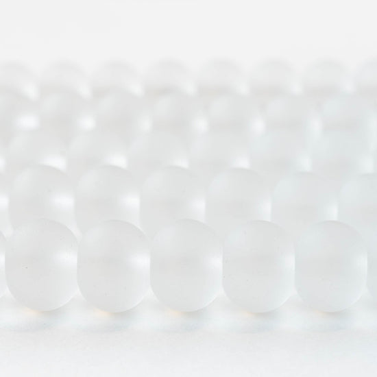 11x15mm Frosted Glass Rondelle - Crystal - 10 or 20 beads
