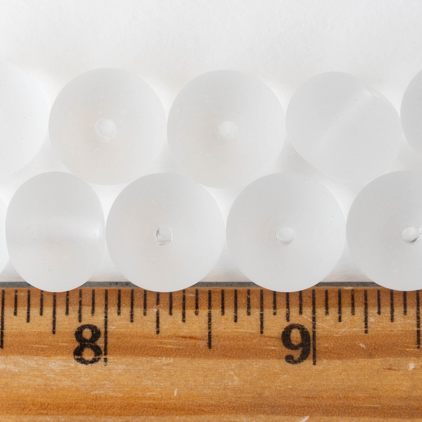 11x15mm Frosted Glass Rondelle - Crystal - 10 or 20 beads