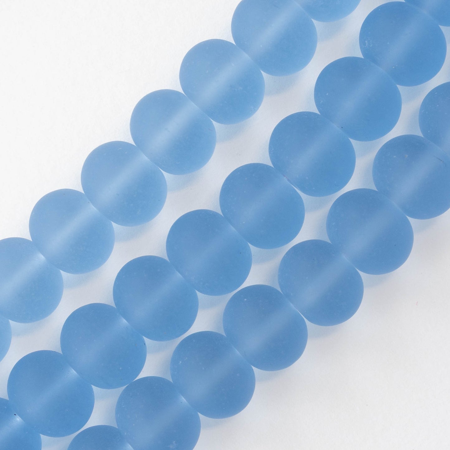 11x15mm Frosted Glass Rondelle - Light Blue - 10 or 20 beads