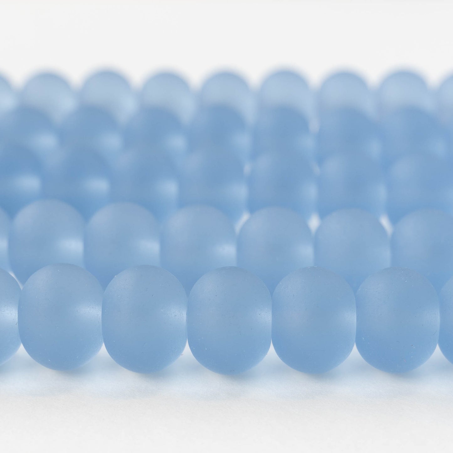 11x15mm Frosted Glass Rondelle - Light Blue - 10 or 20 beads