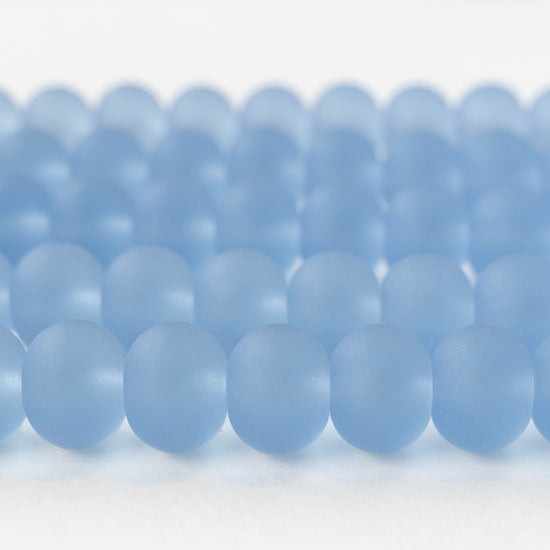 11x15mm Frosted Glass Rondelle - Light Blue - 10 or 20 beads