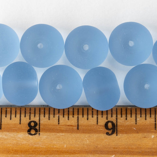 11x15mm Frosted Glass Rondelle - Light Blue - 10 or 20 beads