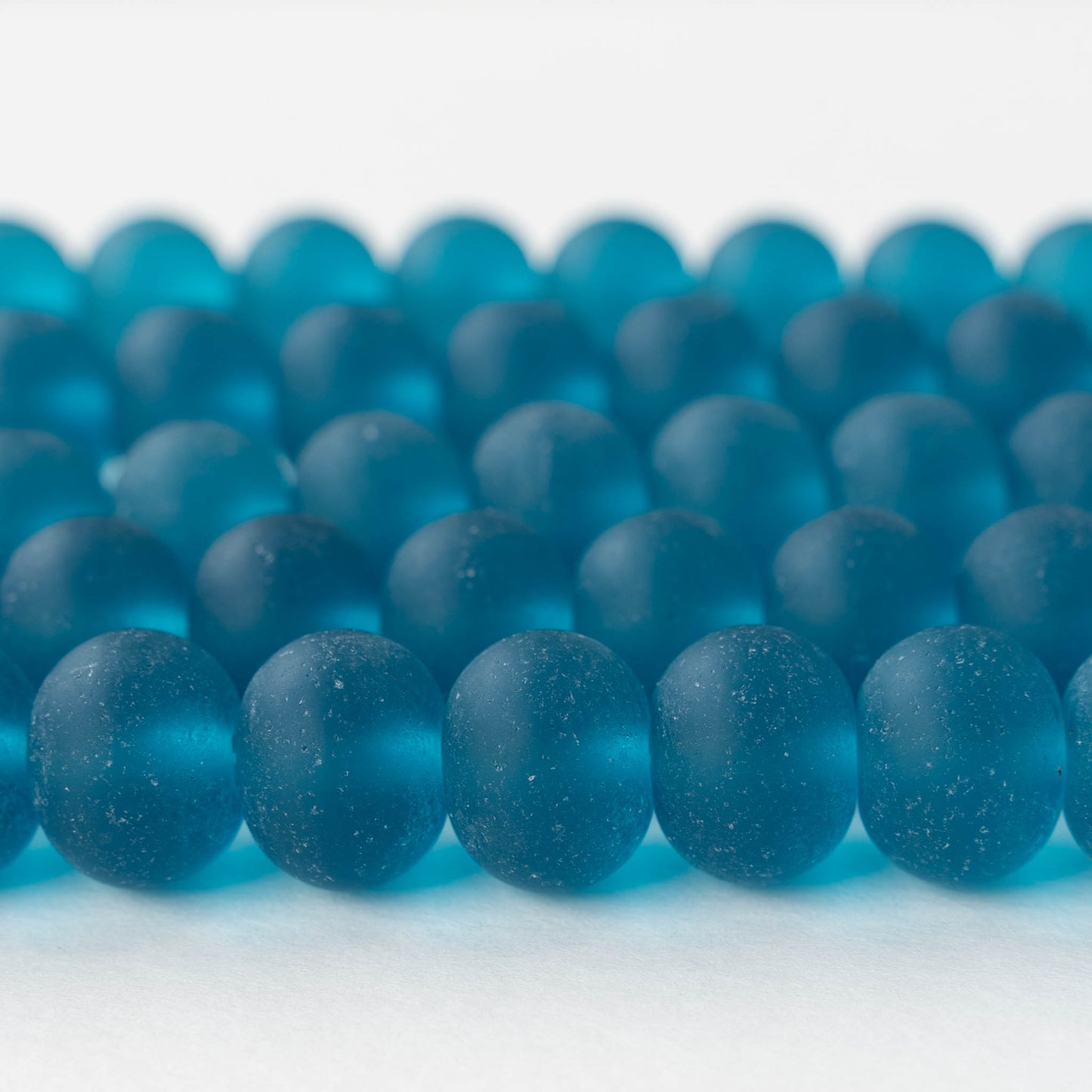 11x15mm Frosted Glass Rondelle - Teal - 10 or 20 beads